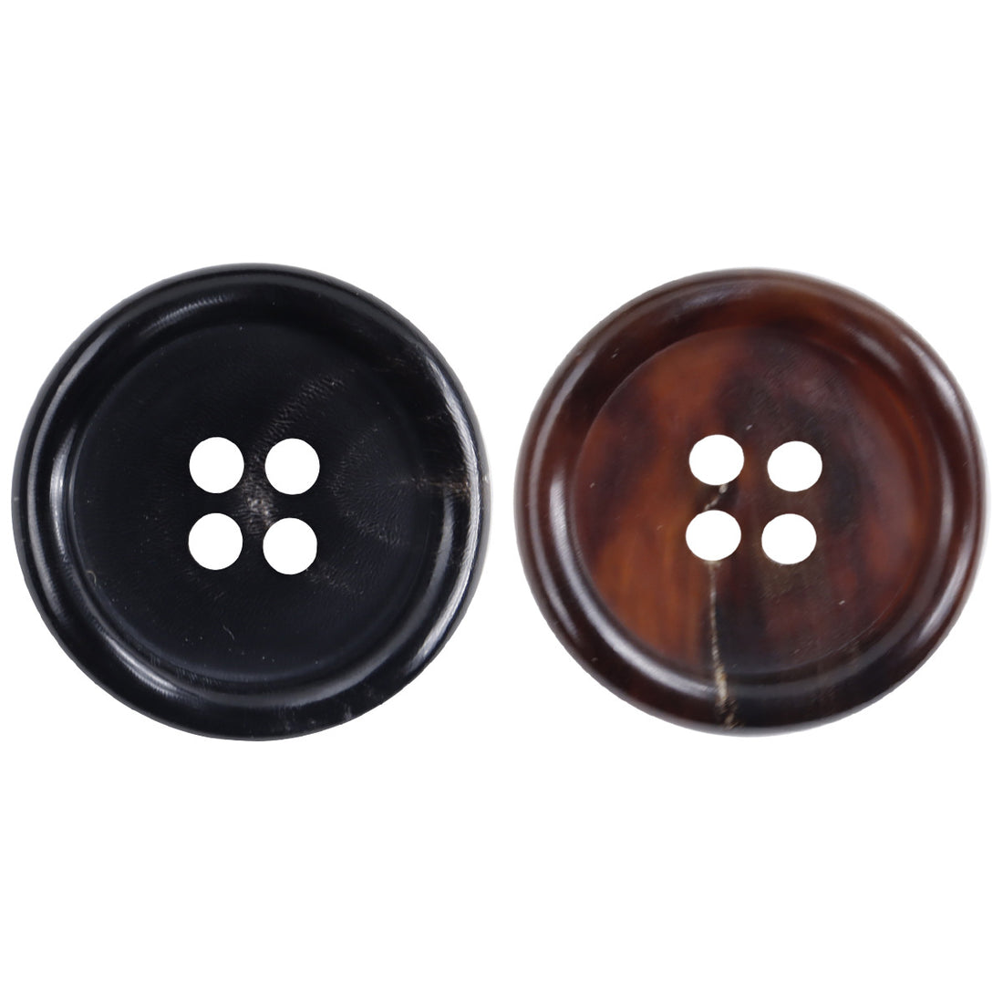 Irregular Curved Wave Natural Coffee Four-Hole Real Horn Buttons 10pcs - Lots of Buttons