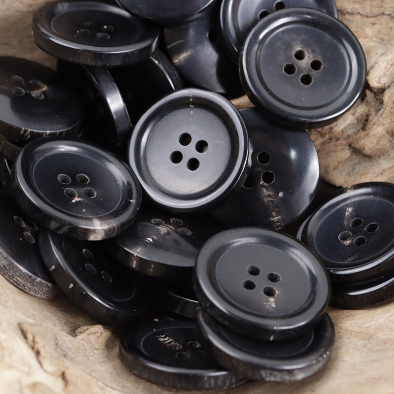 Natural Black Real Horn Buttons for Luxurious Winter Suits 10pcs - Lots of Buttons