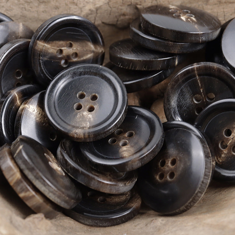 Natural Black Real Horn Buttons for Luxurious Winter Suits 10pcs - Lots of Buttons