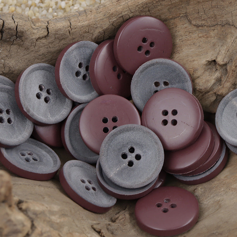 Frosted Purple-Red Real Horn Buttons for Winter Jackets 10pcs - Lots of Buttons