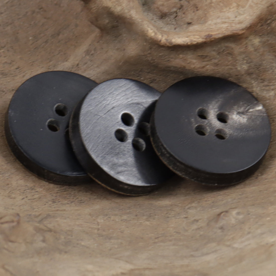 21mm Vintage Bowl-Shaped Natural Black Horn Buttons 10pcs - Lots of Buttons