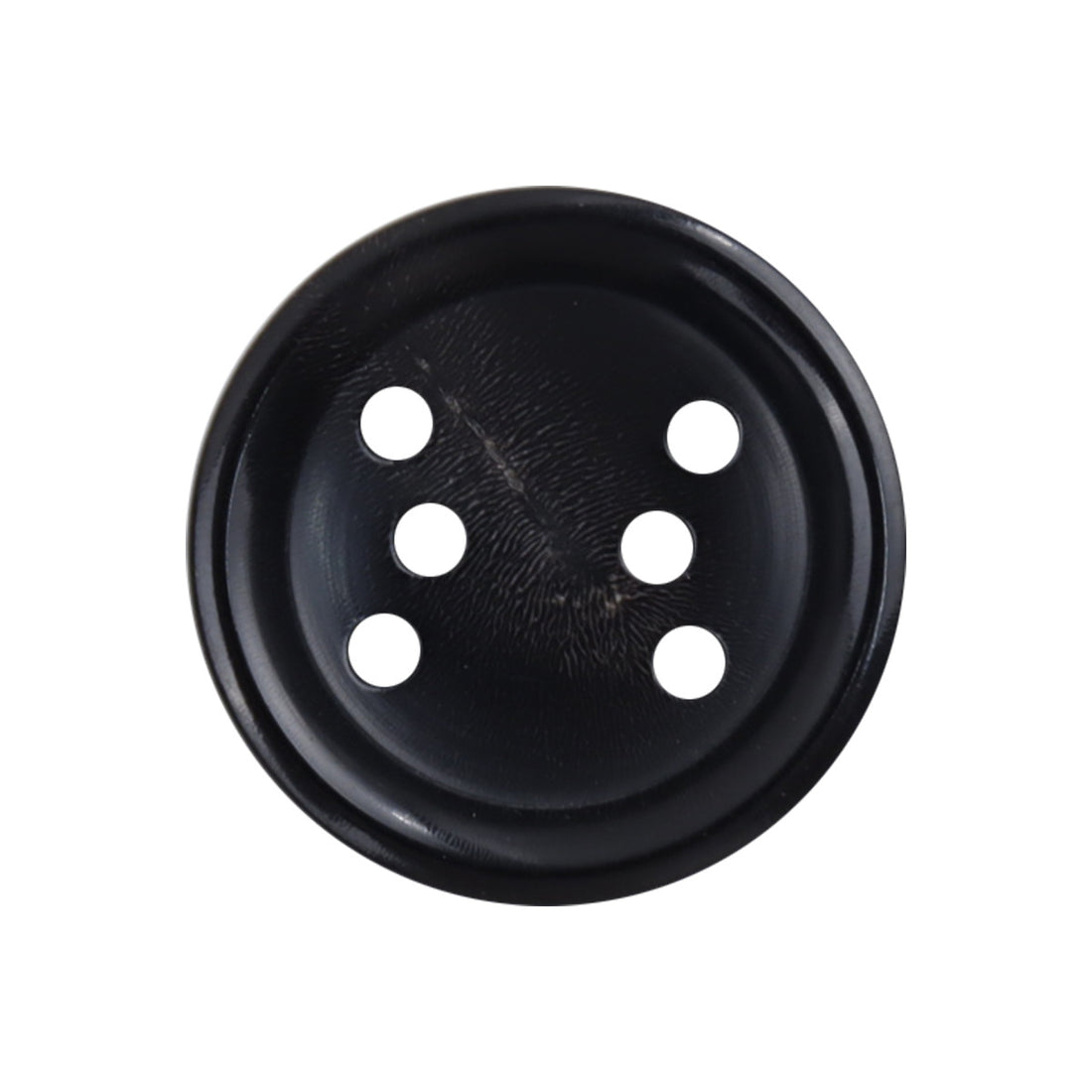 Round Six-Hole Natural Black Horn Buttons for Leather Jackets 6pcs - Lots of Buttons