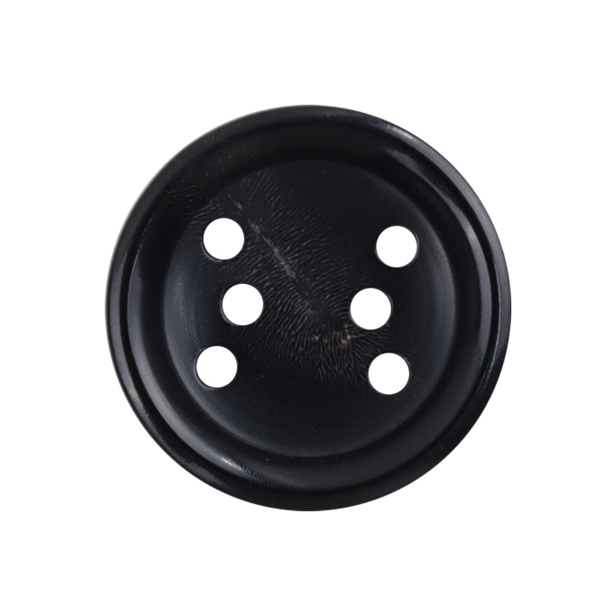 Round Six-Hole Natural Black Horn Buttons for Leather Jackets 6pcs - Lots of Buttons
