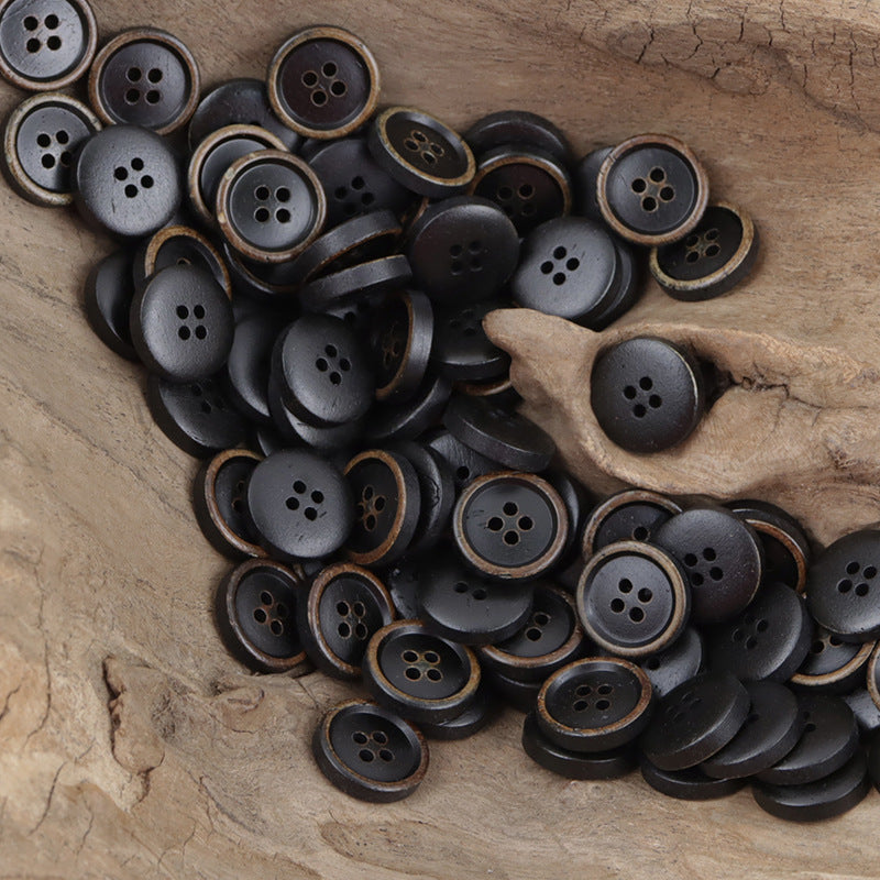 11.5mm Burnt Natural Bovine Bone Buttons for Spring Linen Shirts 10pcs - Lots of Buttons