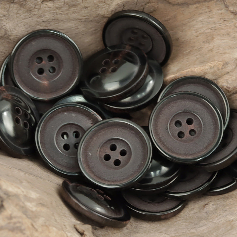 25mm Round Vintage Matte Red Natural Black Horn Buttons 10pcs - Lots of Buttons