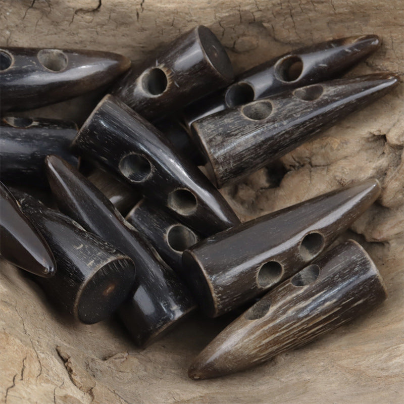Vintage Brown Natural Horn Toggle Buttons for Wool Jackets 5pcs - Lots of Buttons