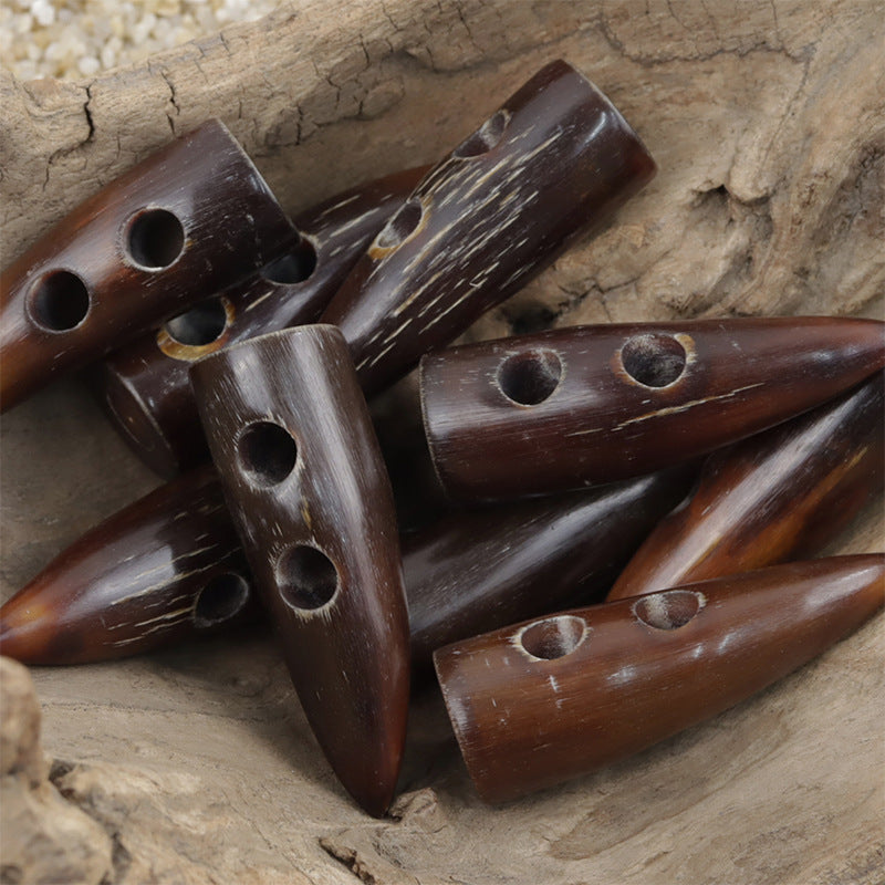 50mm Light Brown Natural Horn Toggle Buttons for Wool Coats 10pcs - Lots of Buttons