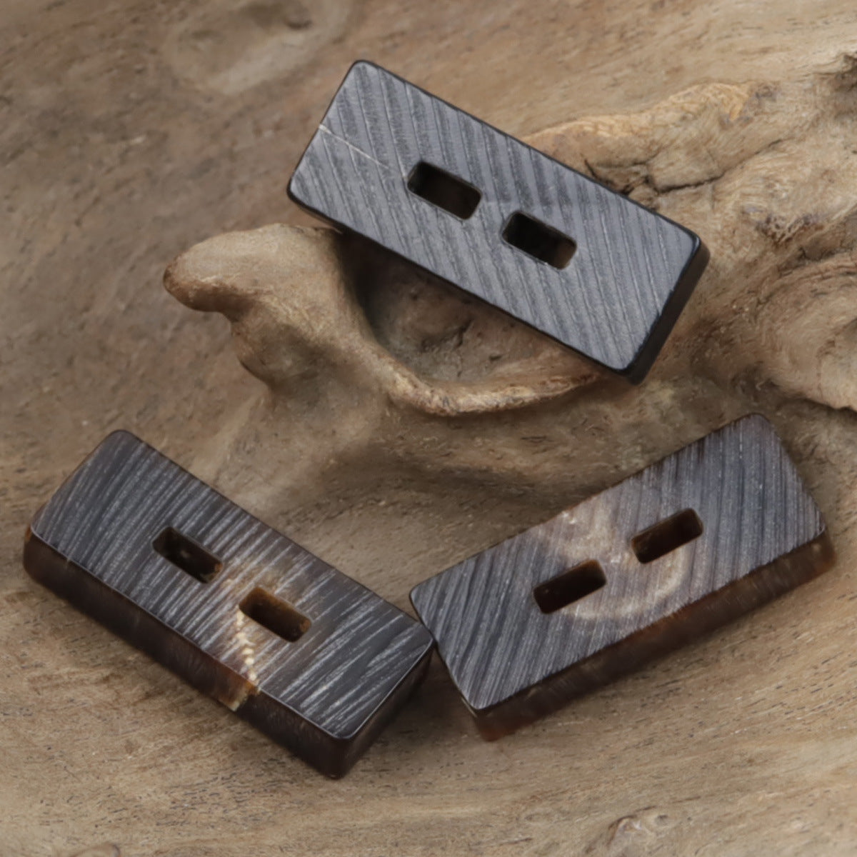 Vintage Rectangular Natural Black Real Horn Two-Hole Toggle Buttons,10PCS - Lots of Buttons