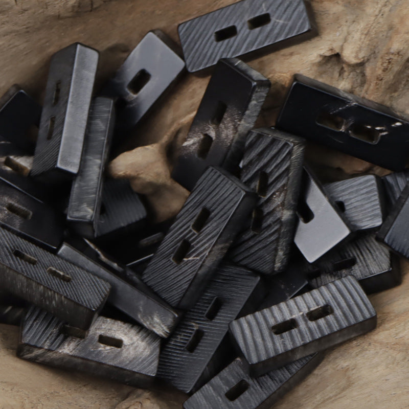 Vintage Rectangular Natural Black Real Horn Two-Hole Toggle Buttons,10PCS - Lots of Buttons