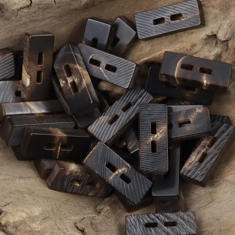 Vintage Rectangular Natural Black Real Horn Two-Hole Toggle Buttons,10PCS - Lots of Buttons