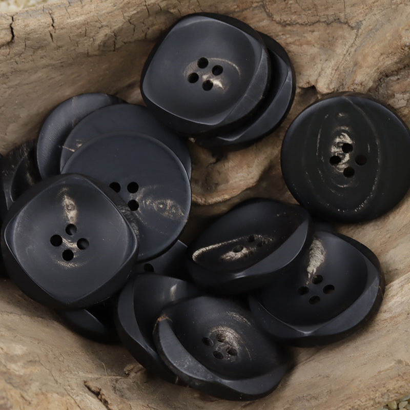 Irregular 30MM Extra Large Natural Black Buffalo Horn Buttons 10pcs - Lots of Buttons