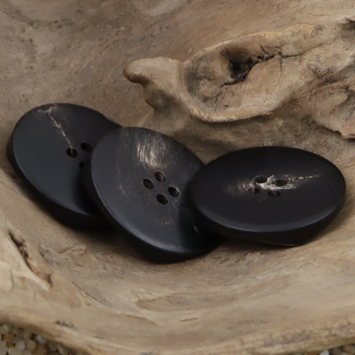 Irregular 30MM Extra Large Natural Black Buffalo Horn Buttons 10pcs - Lots of Buttons