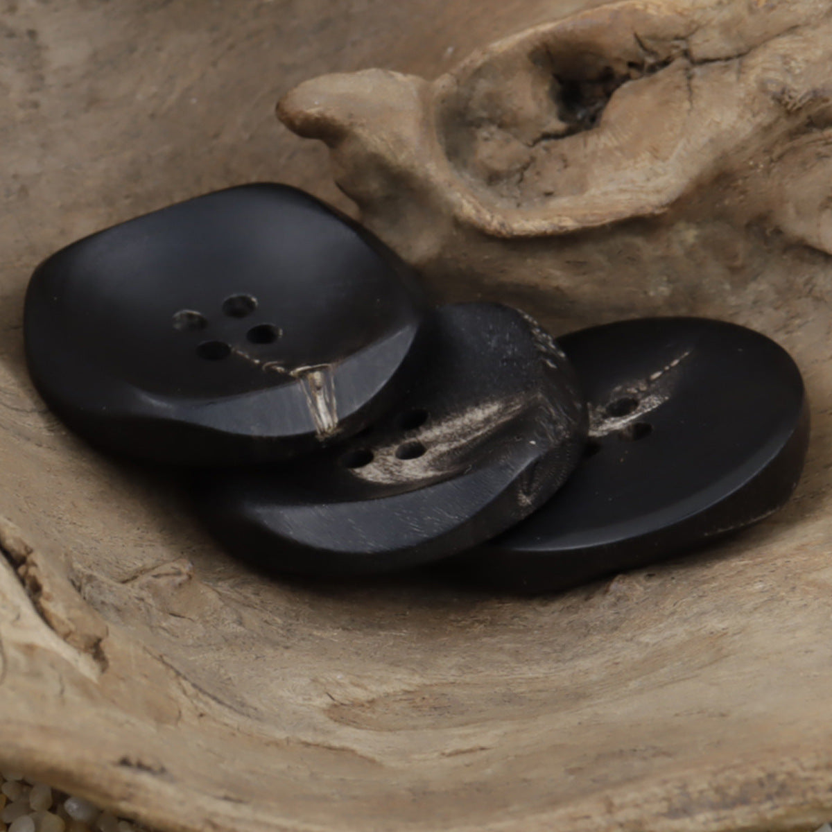 Irregular 30MM Extra Large Natural Black Buffalo Horn Buttons 10pcs - Lots of Buttons