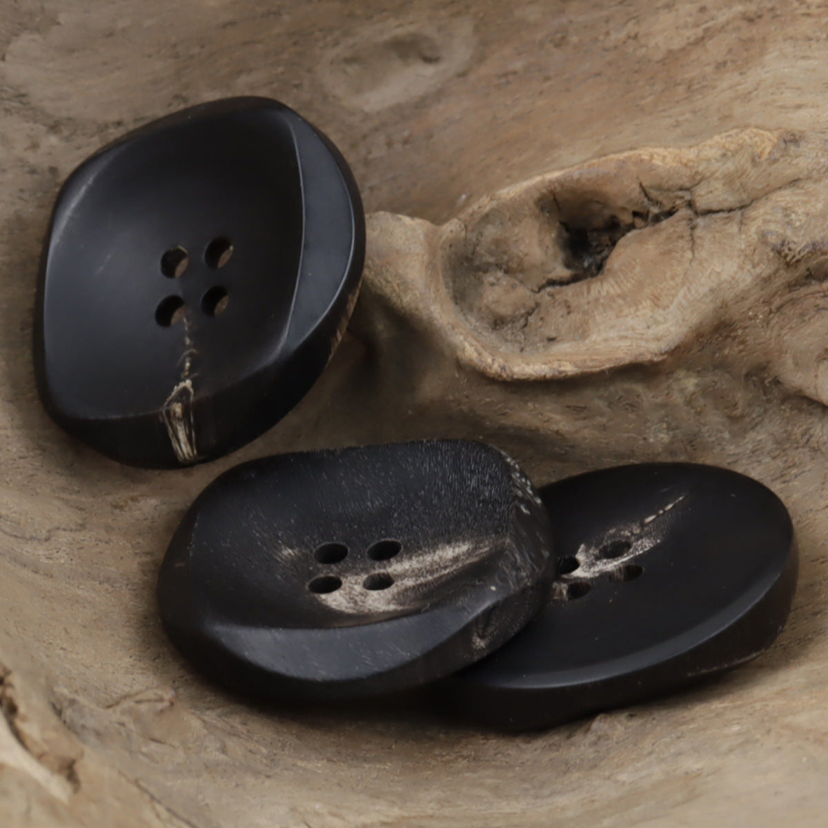 Irregular 30MM Extra Large Natural Black Buffalo Horn Buttons 10pcs - Lots of Buttons