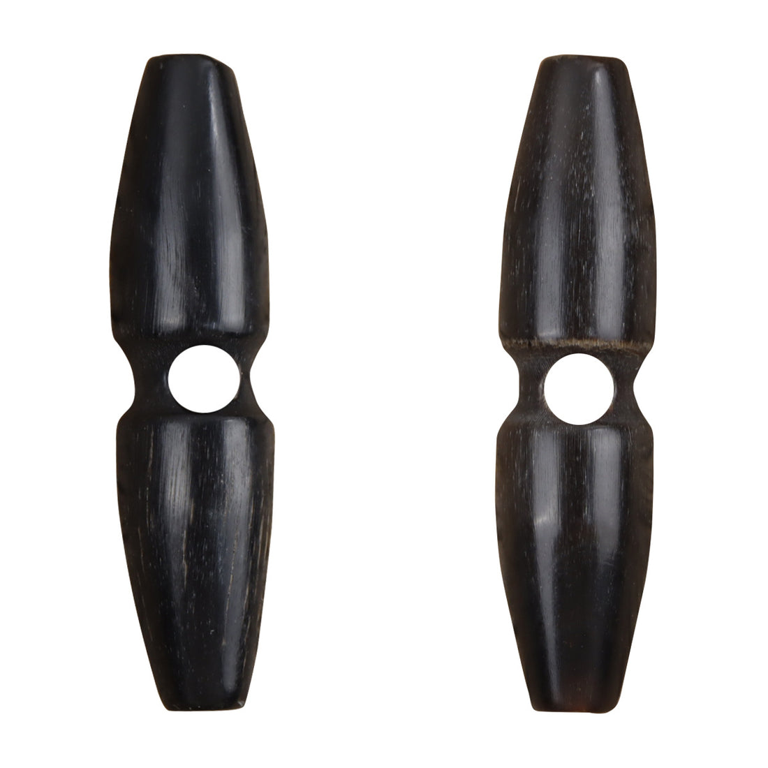 60mm Oblong Black and Brown Natural Horn Single-Hole Buttons 10pcs - Lots of Buttons