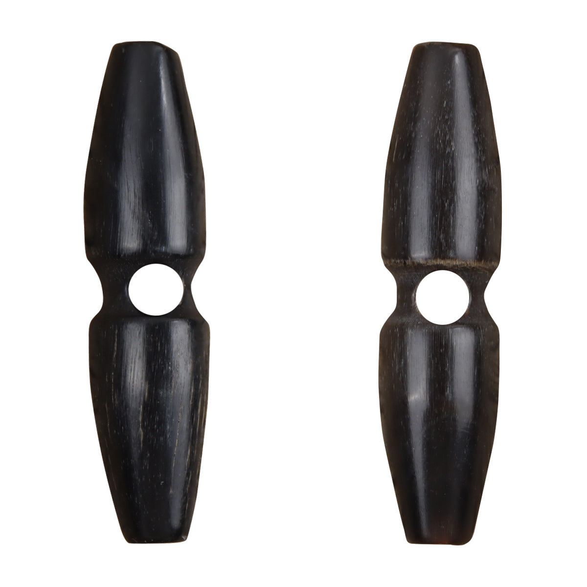 60mm Oblong Black and Brown Natural Horn Single-Hole Buttons 10pcs - Lots of Buttons