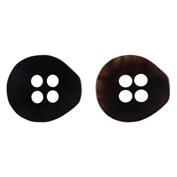11.5mm Pear-Shaped 4-Hole Natural Real Horn Buttons Black Brown 20PCS - Lots of Buttons