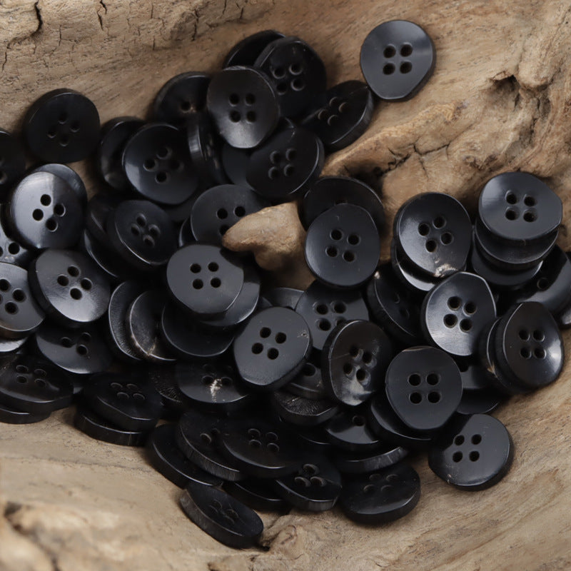 11.5mm Pear-Shaped 4-Hole Natural Real Horn Buttons Black Brown 20PCS - Lots of Buttons