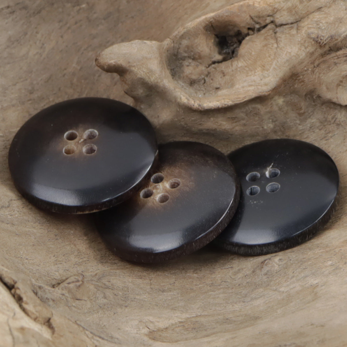 Round 4 Hole Natural Ox Horn Black Coat Buttons 10PCS - Lots of Buttons