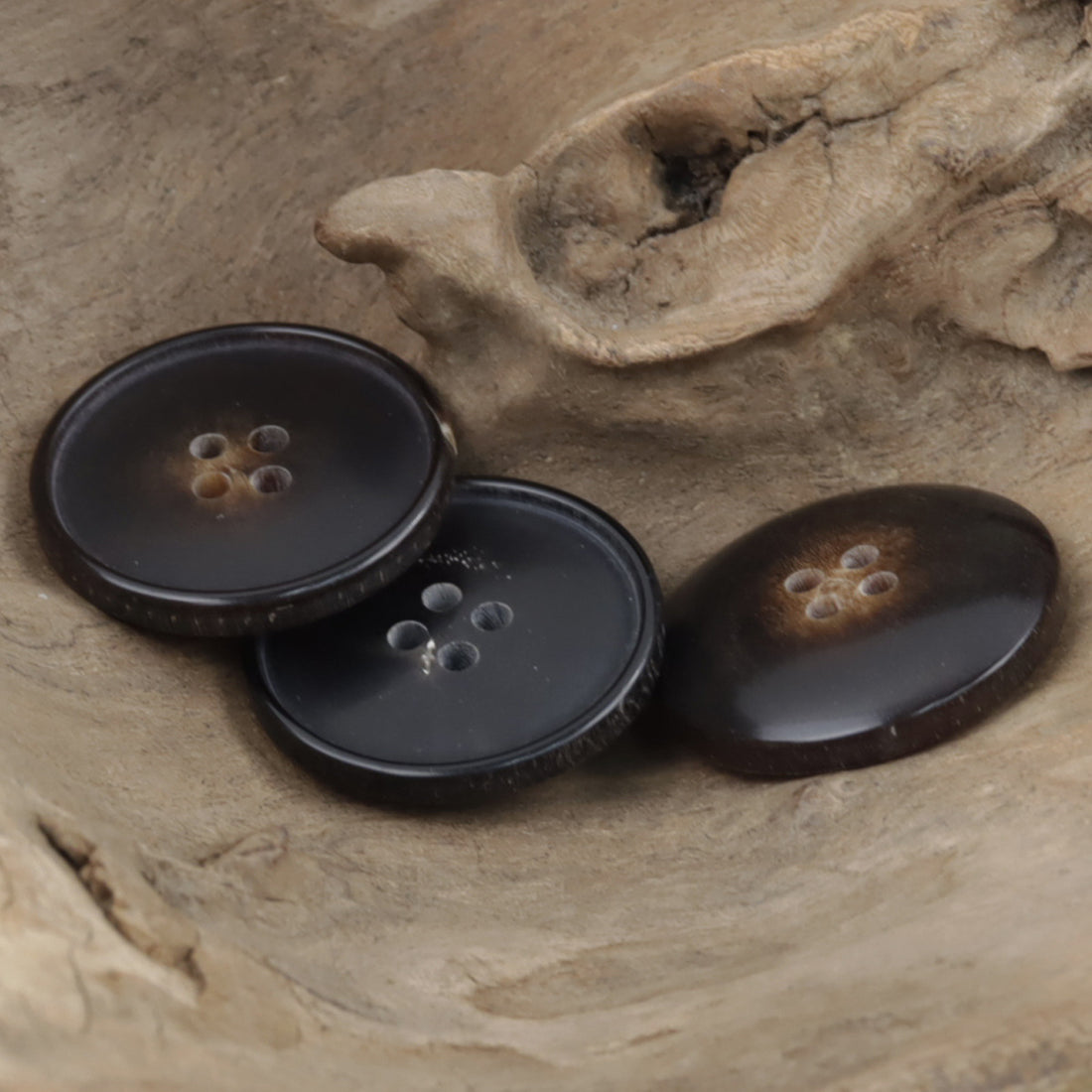 Round 4 Hole Natural Ox Horn Black Coat Buttons 10PCS - Lots of Buttons