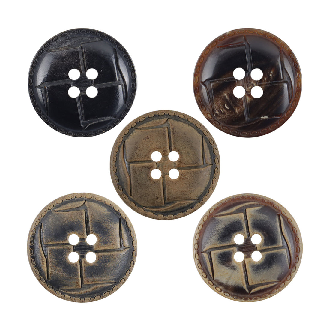 Laser-Burnt Horn Buttons for Retro Fashion Leather Jackets 10pcs - Lots of Buttons