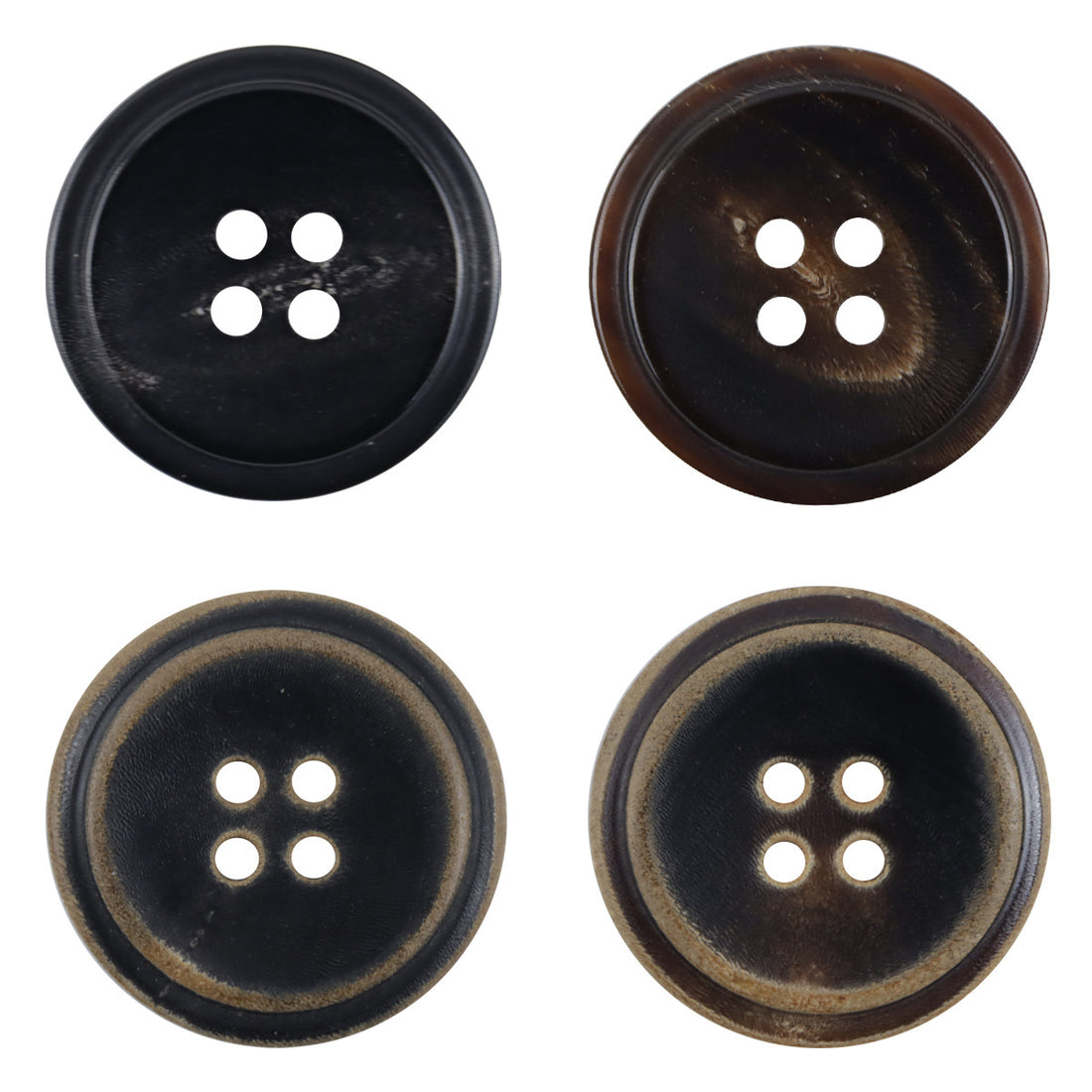Bowl-Shaped Burnt-Edge Natural Horn Buttons for Khaki Winter Coats 10pcs - Lots of Buttons