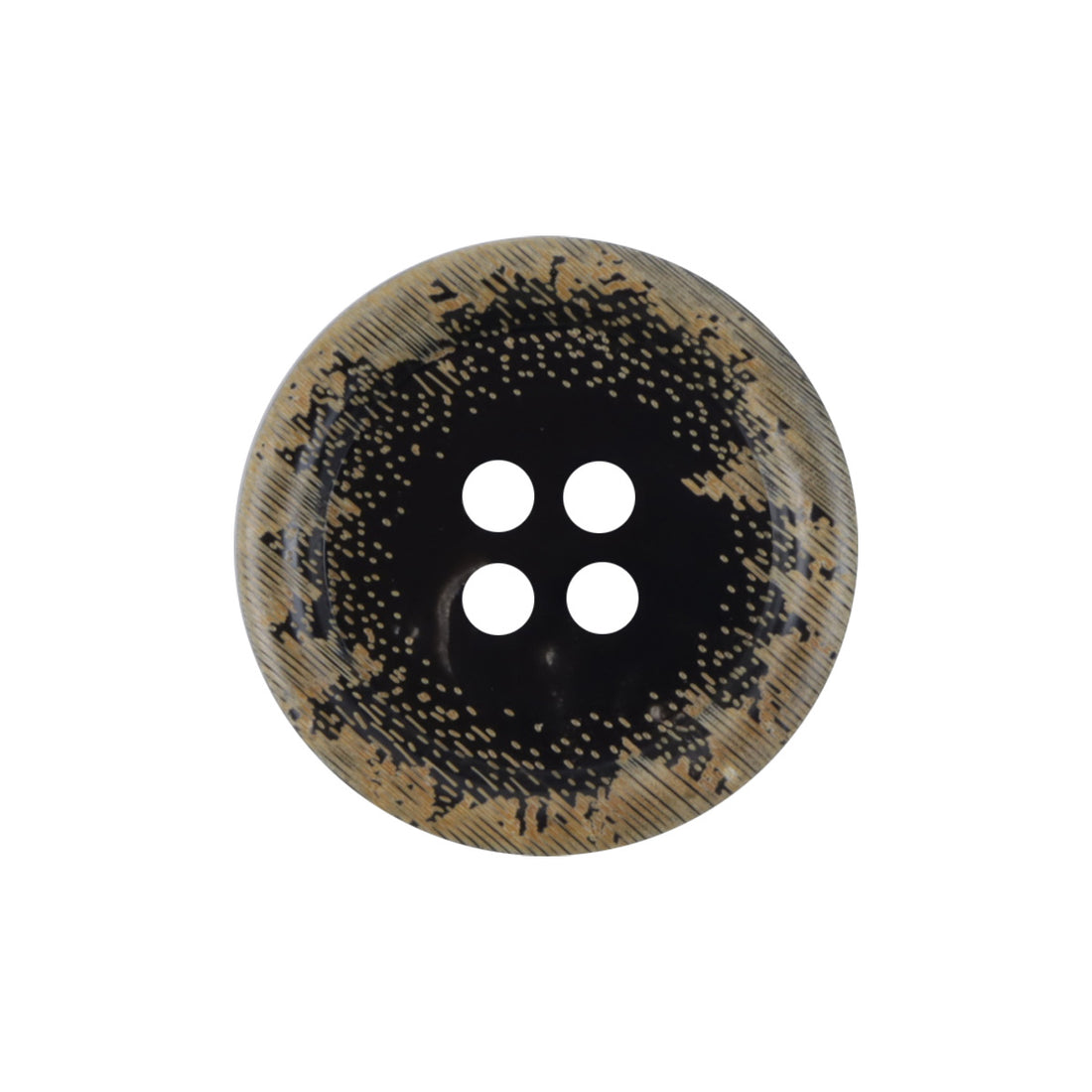 Vintage Burnt Yellow Edged Natural Black Horn Buttons 10pcs - Lots of Buttons
