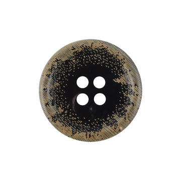 Vintage Burnt Yellow Edged Natural Black Horn Buttons 10pcs - Lots of Buttons