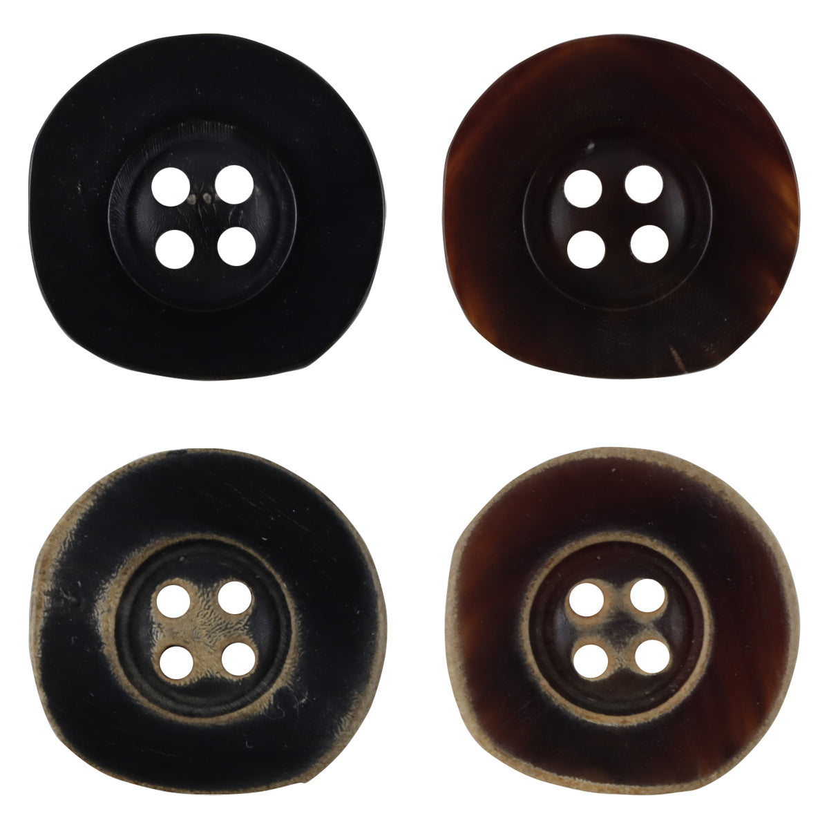 Vintage Irregular Wide-Edged Natural Real Horn Buttons,10PCS - Lots of Buttons