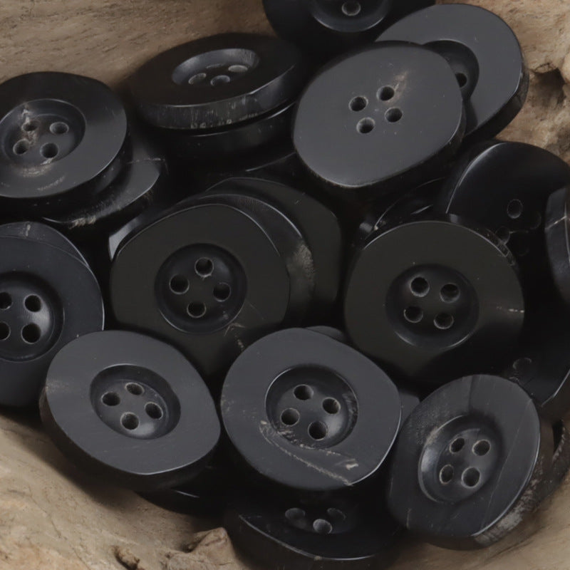 Vintage Irregular Wide-Edged Natural Real Horn Buttons,10PCS - Lots of Buttons