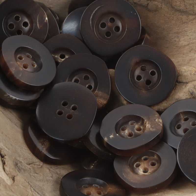Vintage Irregular Wide-Edged Natural Real Horn Buttons,10PCS - Lots of Buttons