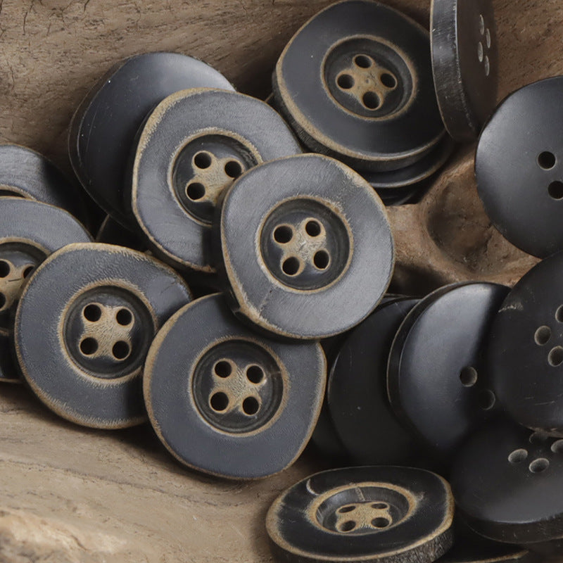 Vintage Irregular Wide-Edged Natural Real Horn Buttons,10PCS - Lots of Buttons