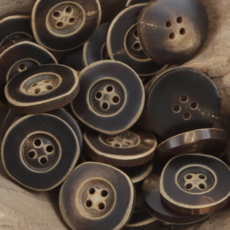 Vintage Irregular Wide-Edged Natural Real Horn Buttons,10PCS - Lots of Buttons