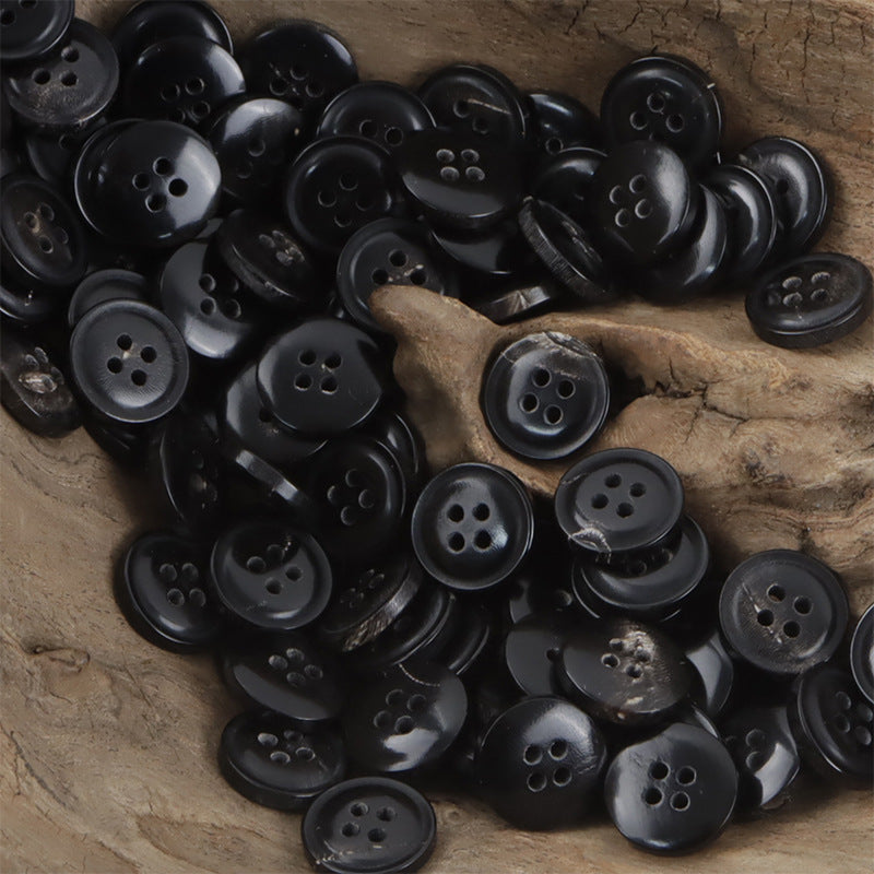 Vintage Charred Yellow Horn Buttons 4 Holes 10PCS - Lots of Buttons