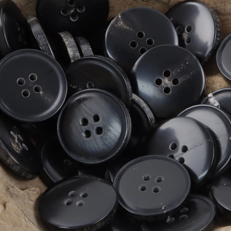 4-Hole Black Brown Natural Horn Buttons for Winter Coats 10pcs - Lots of Buttons