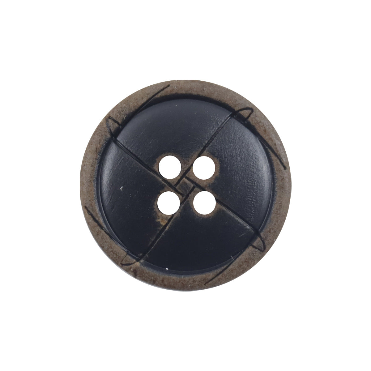 Vintage Laser-Etched Black Genuine Cow Horn Buttons,10pcs - Lots of Buttons