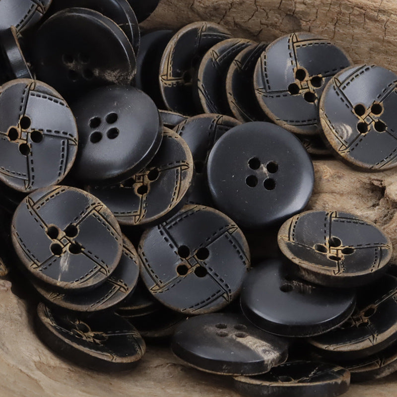Burnt Natural Horn Buttons for Retro Trendsetters Jackets 10pcs - Lots of Buttons