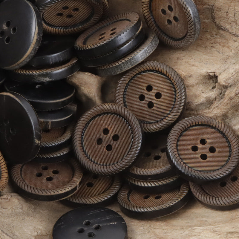 Vintage Burnt Yellow Anchor Horn Buttons for Leather Jackets 10pcs