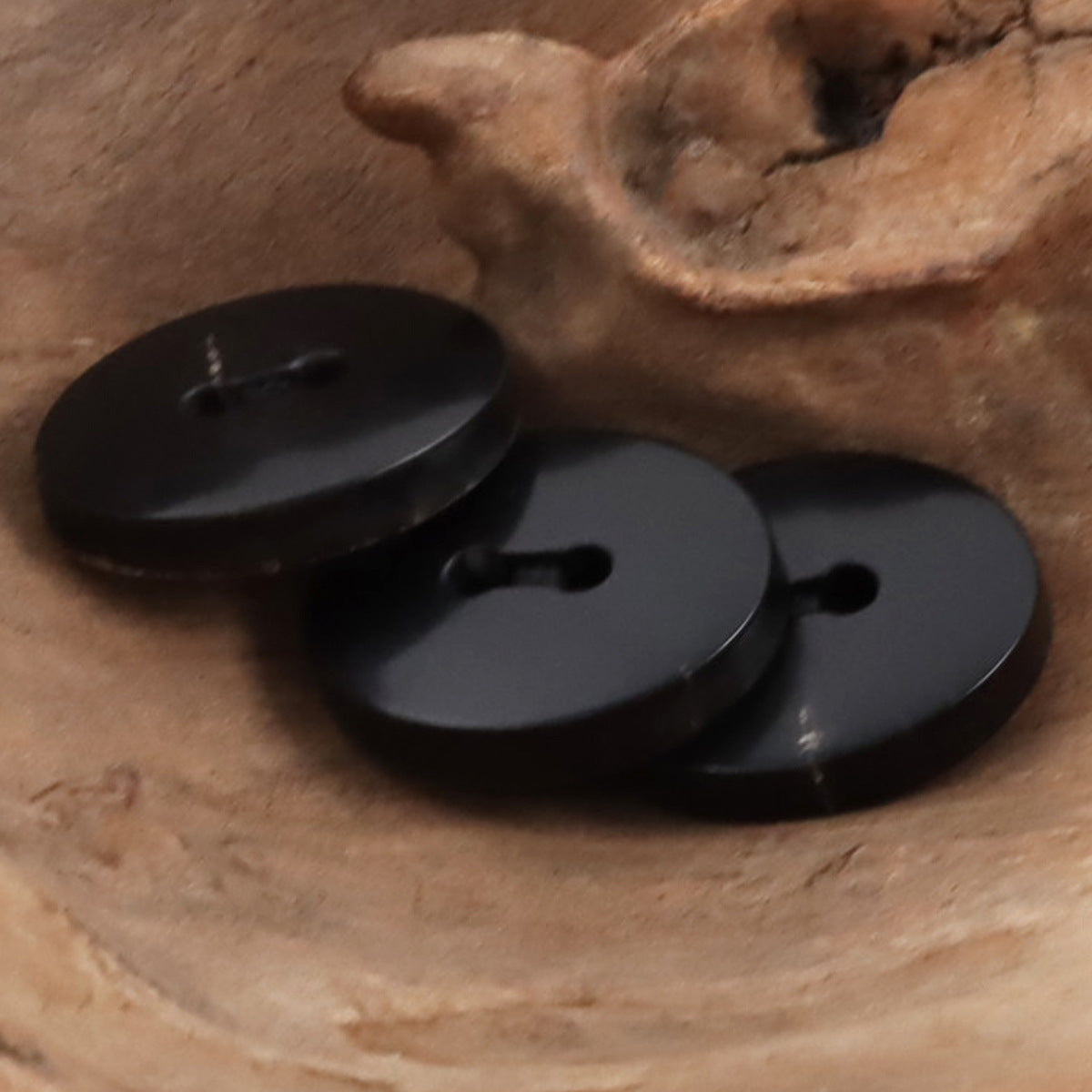 Burned Black Horn Buttons Bevel-Cut Surface Texture,10PCS - Lots of Buttons