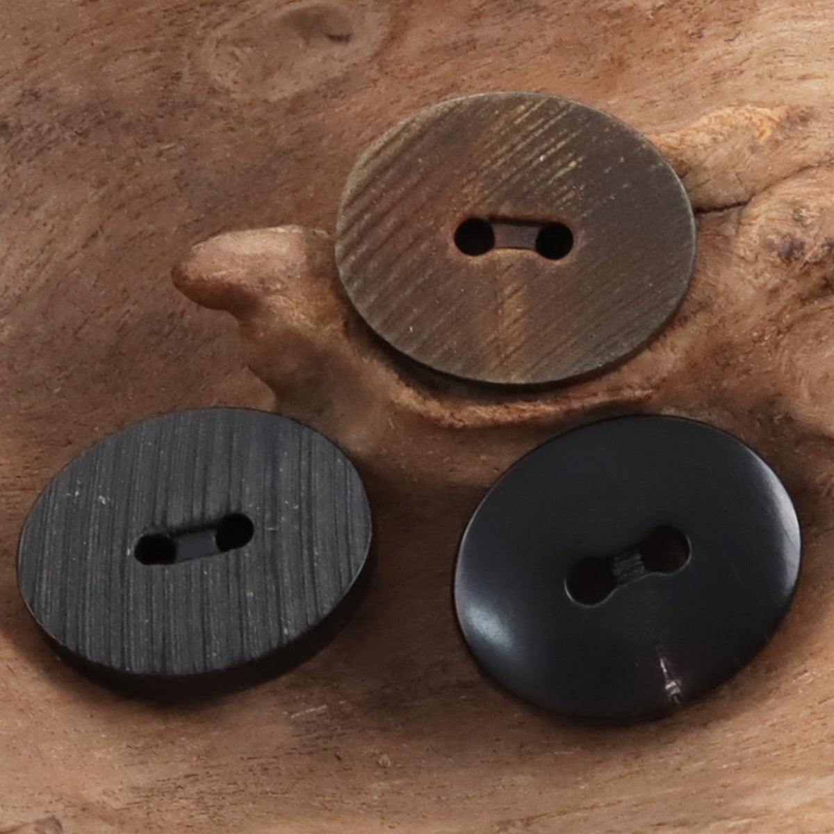 Burned Black Horn Buttons Bevel-Cut Surface Texture,10PCS - Lots of Buttons