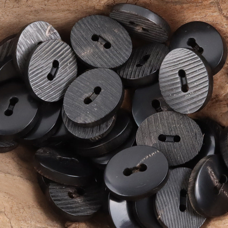 Burned Black Horn Buttons Bevel-Cut Surface Texture,10PCS - Lots of Buttons
