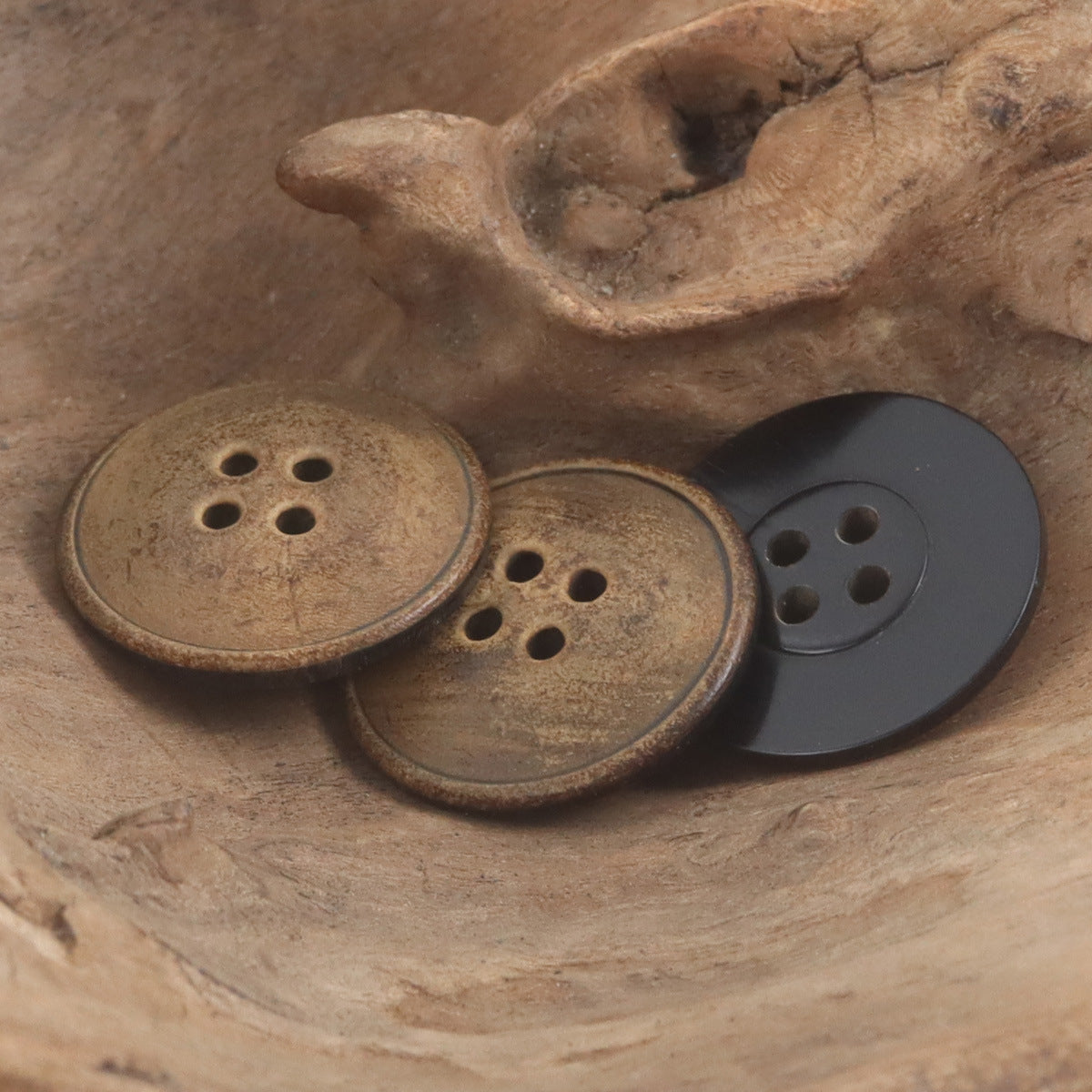 22mm Burnt Four-Hole Ox Horn Buttons for Hat Decoration 10pcs - Lots of Buttons