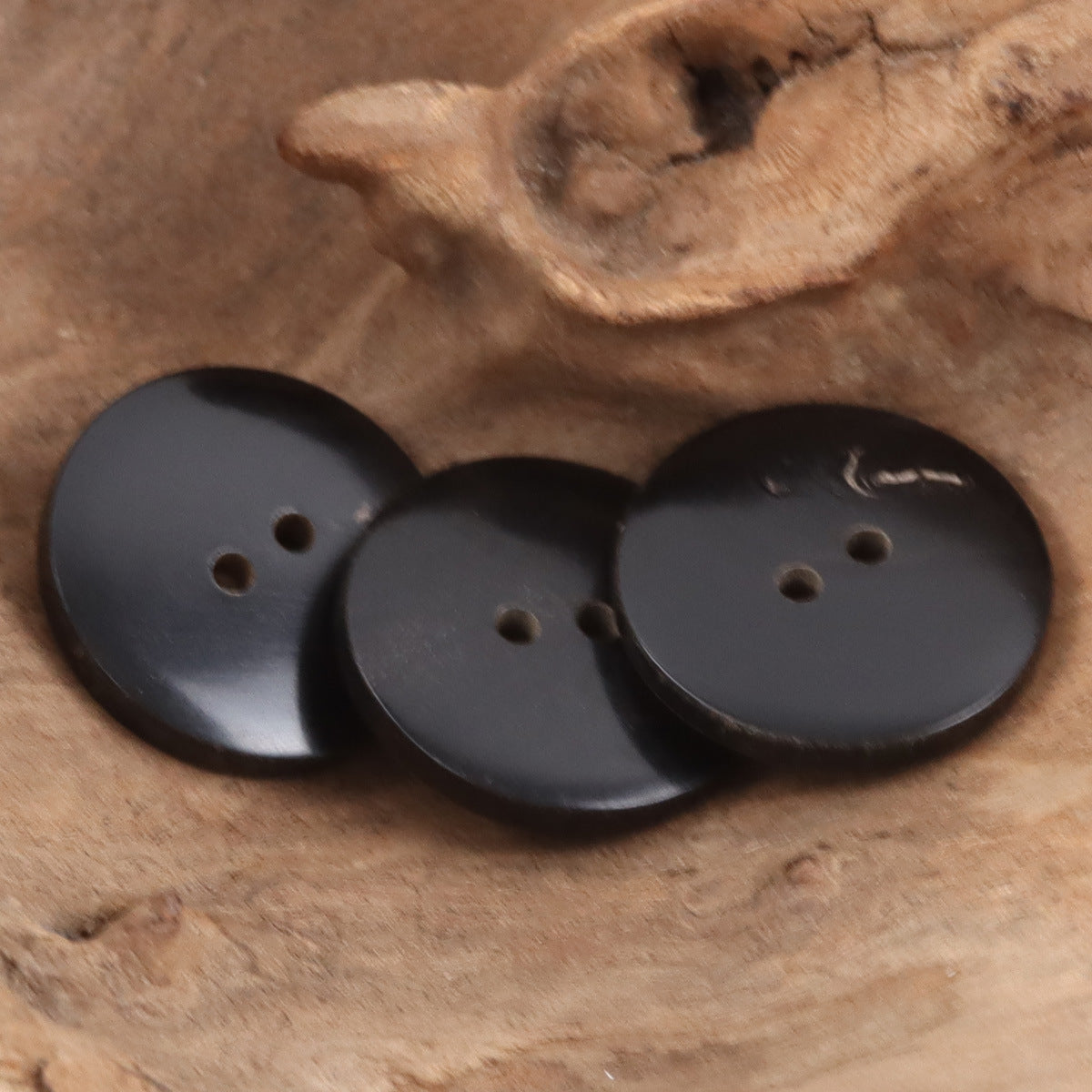Retro Burnt Yellowish Natural Fish-Eye Horn Buttons 10pcs - Lots of Buttons