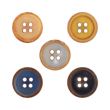 15mm Vintage Round 4-Hole Fire-Branded Cow Horn Buttons,3PCS - Lots of Buttons