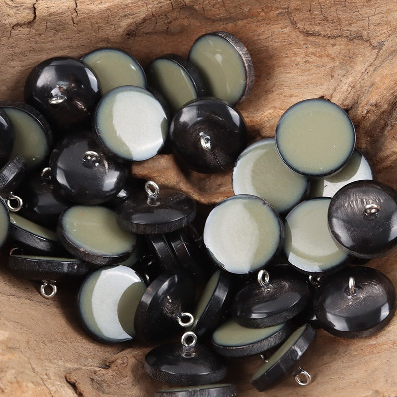 Gray-Green Natural Horn Shank Buttons for Sweaters Jackets - 10pcs - Lots of Buttons