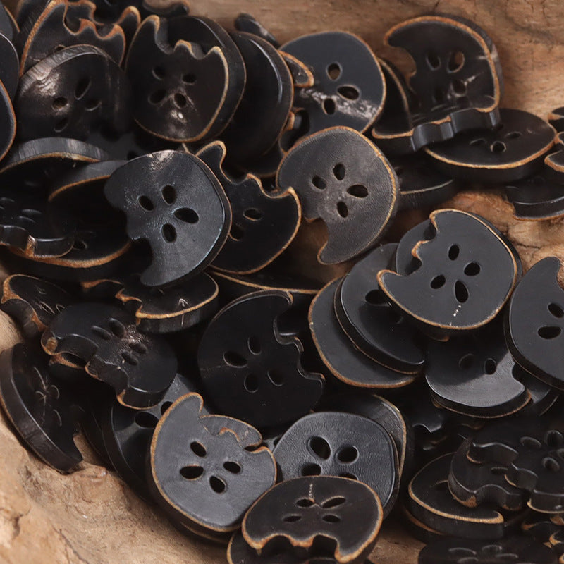 Retro Charm Apple Cow Horn Buttons 4 Hole,10pcs - Lots of Buttons