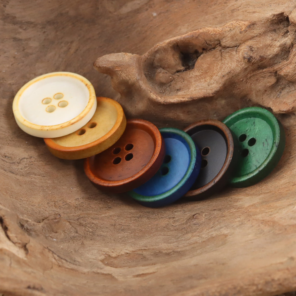 Vintage Round 4-Hole Natural Bone Buttons,10pcs - Lots of Buttons