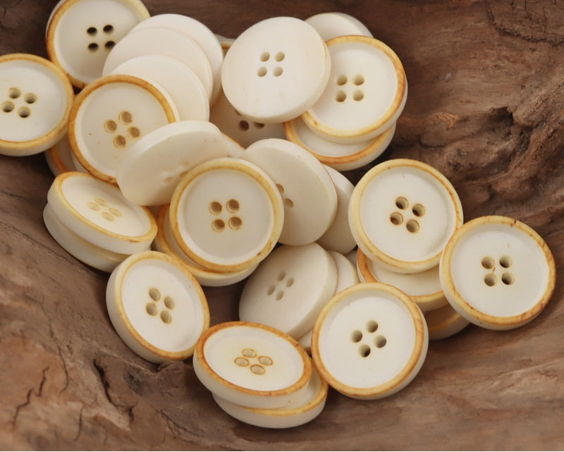 Vintage Round 4-Hole Natural Bone Buttons,10pcs - Lots of Buttons