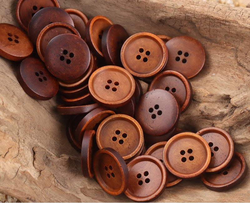 Vintage Round 4-Hole Natural Bone Buttons,10pcs - Lots of Buttons