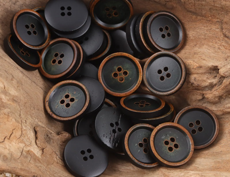 Vintage Round 4-Hole Natural Bone Buttons,10pcs - Lots of Buttons